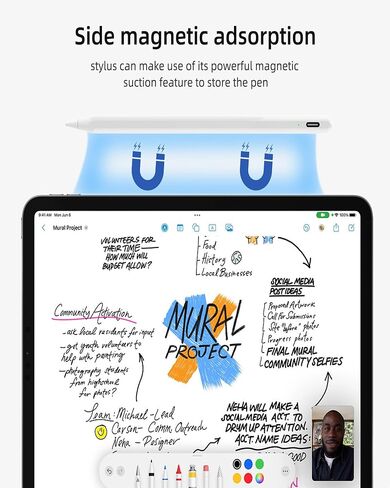 Stylus Pen for iPad, Uogic Pen with Palm Rejection, Magnetic Adsorption, Tilt Function, Active Pencil, for iPad Mini 5/6, iPad Air 3/4/5, iPad Pro 11"/12.9" in Saudi Arabia