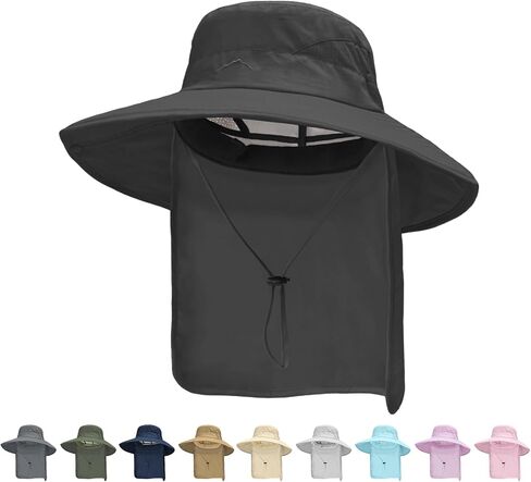 ZOORON Sun Hat for Men Women Fishing Hat with Neck Flap Wide Brim Bucket Hat UV Protection for Beach Camping Hiking in Saudi Arabia