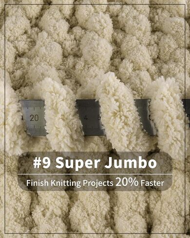 Chunky Yarn for Hand Knitting, Thick Jumbo Big Chunky Yarn for Crocheting, Super Chunky Knit Blanket Yarn, Large Yarn Chunky Chenille Yarn, 8 Pack (32 yds 8 oz Each Skein), Cream, #9 in Saudi Arabia