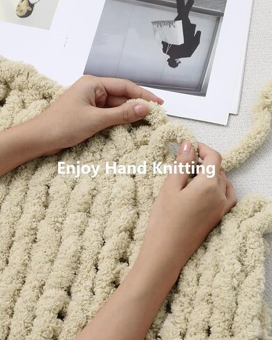 Chunky Yarn for Hand Knitting, Thick Jumbo Big Chunky Yarn for Crocheting, Super Chunky Knit Blanket Yarn, Large Yarn Chunky Chenille Yarn, 8 Pack (32 yds 8 oz Each Skein), Cream, #9 in Saudi Arabia