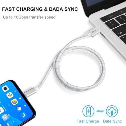 Vortex PD10GB3A-2-2 -2-BLACK TYPE-C DATA CABLE 3A شحن سريع USB3.2 شحن الهاتف المحمول الشامل من نايلون جديلة شحن كابل (حزمة 2 أجهزة كمبيوتر) (أسود ، 2 متر) in Kuwait