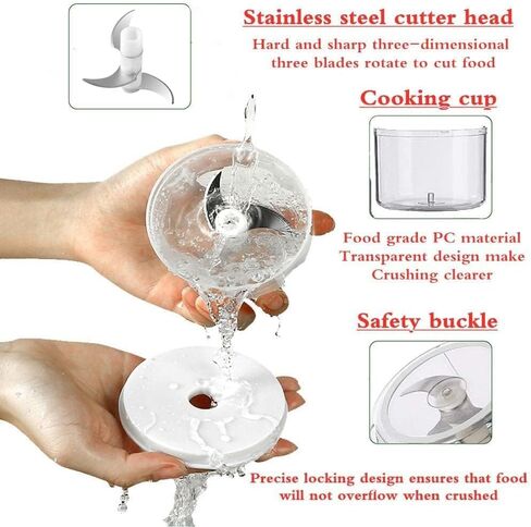 450ML Electric Garlic Chopper, Mini Portable Veggie Chopper, Garlic Grinder Masher Onion Chopper, Blender to Vegetable, Wireless Food Processor for Ginger, Chili, Fruit, Meat, etc in Kuwait