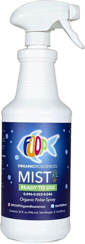FOOP Mist - Organic Foliar Spray Made from Fish Manure (with Fresh Minty Scent) | Corrects & Prevents Plant Nutrient Deficiencies | Ready to Use, No Mixing Required (32oz) in Saudi Arabia