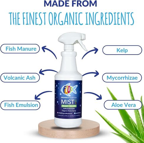 FOOP Mist - Organic Foliar Spray Made from Fish Manure (with Fresh Minty Scent) | Corrects & Prevents Plant Nutrient Deficiencies | Ready to Use, No Mixing Required (32oz) in Saudi Arabia