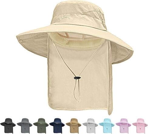 ZOORON Sun Hat for Men Women Fishing Hat with Neck Flap Wide Brim Bucket Hat UV Protection for Beach Camping Hiking in Saudi Arabia