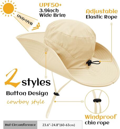 ZOORON Sun Hat for Men Women Fishing Hat with Neck Flap Wide Brim Bucket Hat UV Protection for Beach Camping Hiking in Saudi Arabia