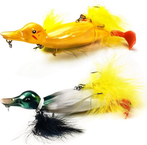 Duck Lures for Bass Fishing, Realistic Topwater Baby Duckling Baits Floating Artificial Hard Swimbaits for Pike Musky Catfish Freshwater Saltwater Fishing, 4.8 inch in Saudi Arabia