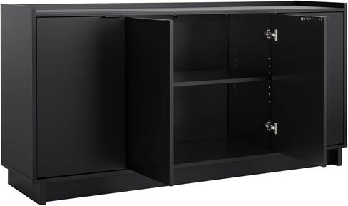 Prepac Simply Modern 4 Door Console Table with Storage, Black Storage Cabinet with Doors and Shelves, Sideboard Storage Cabinet 60" W x 30" H x 16" D, BCBG-1820-1 in Saudi Arabia