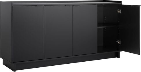 Prepac Simply Modern 4 Door Console Table with Storage, Black Storage Cabinet with Doors and Shelves, Sideboard Storage Cabinet 60" W x 30" H x 16" D, BCBG-1820-1 in Saudi Arabia
