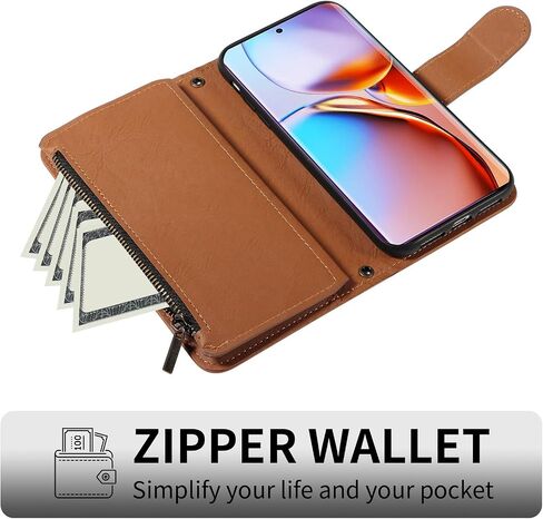 لـ Motorola Edge 2023/Edge 40g 5g Wallet Phone Case with Crossbody Lanyard Strap Faux Card Card Slot Stand Kickstand Men Women Flip Cell Cover for Moto Edge2023 6.6 Brown in Saudi Arabia