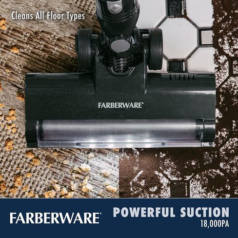 Farberware Cordless Pro Stick Vacuum Cleaner, Powerful Suction with 2 Speeds for Carpet and Hard Floors, Converts to Handheld Vacuum in Kuwait