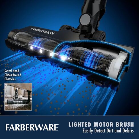 Farberware Cordless Pro Stick Vacuum Cleaner, Powerful Suction with 2 Speeds for Carpet and Hard Floors, Converts to Handheld Vacuum in Kuwait