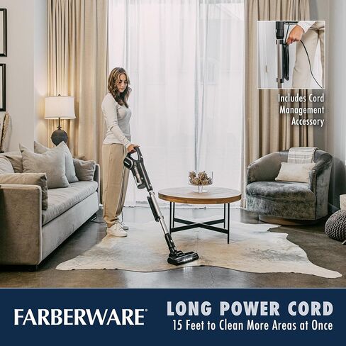 Farberware Cordless Pro Stick Vacuum Cleaner, Powerful Suction with 2 Speeds for Carpet and Hard Floors, Converts to Handheld Vacuum in Kuwait