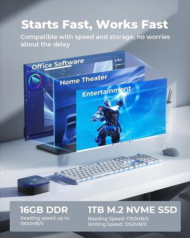 KAMRUI AK1 Plus Mini PC, Desktop Computer 12th N95(up to 3.4GHz) Mini Computers 16GB RAM 512GB SSD, Micro PC, Mini Tower PC Desktop Support 4K HDMI, Dual WiFi, BT4.2 for Business Home Office in Saudi Arabia