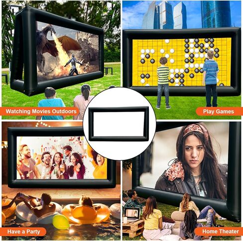 Inflatable Projector Screen for Outside 15ft Blow Up Movie Screen Outdoor with Air Blower, Easy Set Up Inflatable TV Home Theather for Backyards Movie Nights Party Fun, Support Front Rear Projection in Kuwait