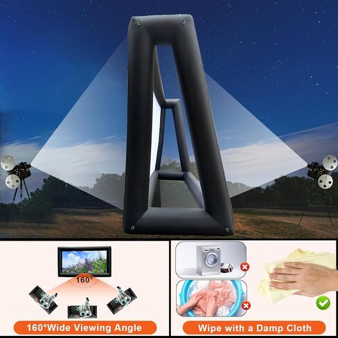 Inflatable Projector Screen for Outside 15ft Blow Up Movie Screen Outdoor with Air Blower, Easy Set Up Inflatable TV Home Theather for Backyards Movie Nights Party Fun, Support Front Rear Projection in Kuwait