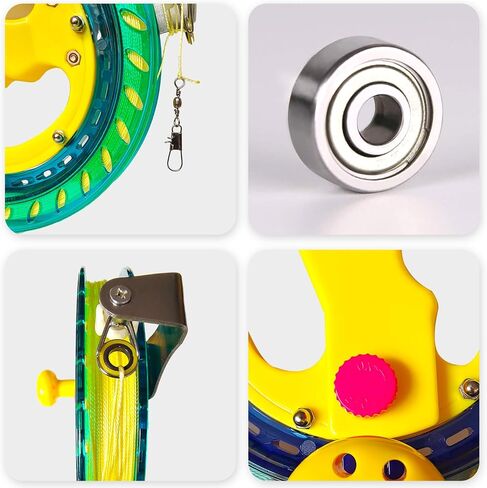 Kite Reel Winder للبالغين والأطفال - 7.2 بوصة ديا ، وسلسلة طائرة ورقية عالية القوة 650 قدم مع موصل - مقبض كبير ، قفل أمان ، لفة خط الطائرات الورقية للطيران والتحكم دون عناء. in Kuwait
