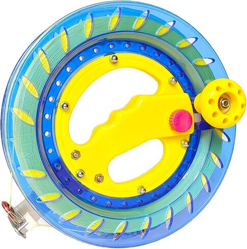Kite Reel Winder للبالغين والأطفال - 7.2 بوصة ديا ، وسلسلة طائرة ورقية عالية القوة 650 قدم مع موصل - مقبض كبير ، قفل أمان ، لفة خط الطائرات الورقية للطيران والتحكم دون عناء. in Kuwait