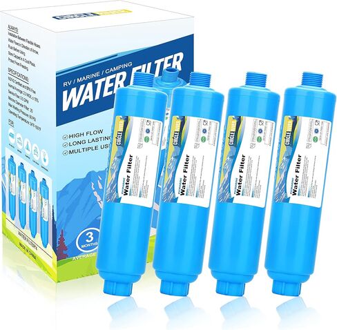 RV Inline Water Filter, NSF Certified, 20 Microns Camper Water Filter, Reduces Bad Taste, Odors, Chlorine, Sands, Ideal for RV, Garden, Pets and Marine, 4 Pack in Saudi Arabia