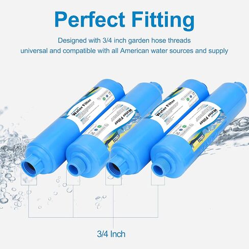 RV Inline Water Filter, NSF Certified, 20 Microns Camper Water Filter, Reduces Bad Taste, Odors, Chlorine, Sands, Ideal for RV, Garden, Pets and Marine, 4 Pack in Saudi Arabia