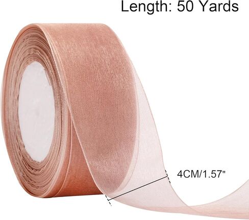 joycraft Gift Ribbon, Sheer Organza Ribbon, Handmade Ribbon, 50 Yds x 0.78" Rose Gold Organza Chiffon Ribbon, Mesh Fabric Ribbon for Gift Wrapping, DIY Craft, Xmas Party Deco in Saudi Arabia