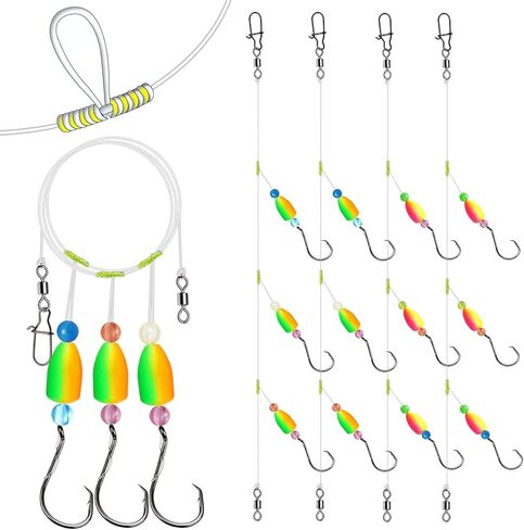 Dovesun 10pcs/4pcs Pompano Dills for Surf Fishing Parcs فريدة من نوعها T-knot Strong Strong Pompano Parms مع ثلاث خطافات دائرة تصفح الصيد تلوقة بومبانو بومبانو. in Kuwait