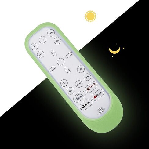 CHUNGHOP Protective Silicone Remote Case for PlayStation 5 Media Remote Control, PS5 Media Remote Cover, Shockproof Washable Cover with Loop-Glow in Dark Green in Kuwait