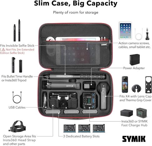 SYMIK Fast Charge Hub for Insta360 X4 Battery, 30W Dual Charger OLED Screen Intelligent Two Way Charging Case w/12W Output, Insta360 X4 Accessories, shows Battery Level (SOC) No Internal or X4 Battery in Kuwait