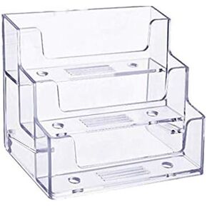 1 Pack Clear Business Card Holder 3 Tiers Plastic Card Stand Organizer Card Holder Display for Home Office, Desktop, and Counter, 180 Cards Capacity