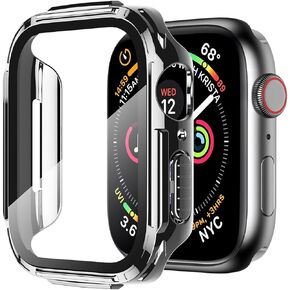 Mesime Rugged Case Compatible for Apple Watch Case with Tempered Glass Screen Protector for Series 7 6 5 4 SE 45mm 44mm, iWatch Case Cover Protective Accessories Hard Case