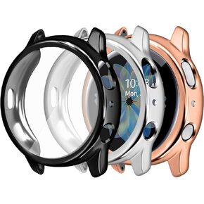 Tobfit Compatible with Samsung Galaxy Watch Active 2 Watch Case Screen Protector 40mm, Soft TPU Full Around Protective Cover for Samsung Galaxy Active 2 Smartwatch [3 Pack], Black/Clear/Gray