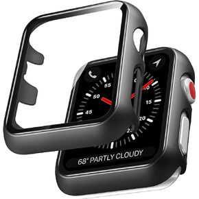 L K 2 Pack Compatible for Apple Watch 44mm SE Series 6 5 4 Case Tempered Glass Screen Protector, Hard PC Protective Case for iWatch 44mm- Black in Kuwait