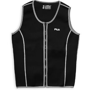 سترة الساونا الرجالية من FILA Accessories - بدلة رياضية من النيوبرين بسحاب علوي بدون أكمام لتنحيف الجسم