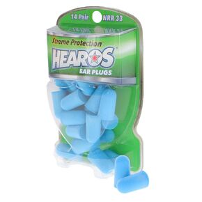 HEAROS Xtreme Protection Ear Plugs, NRR 33, 14 Pair, PU Foam, ANSI Certified, Blue (5826)