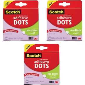 Scotch Adhesive Dots, Medium, Clear, 300-Count, 3-Pack – Permanent, Photo-Safe, Acid-Free Adhesive for Crafts