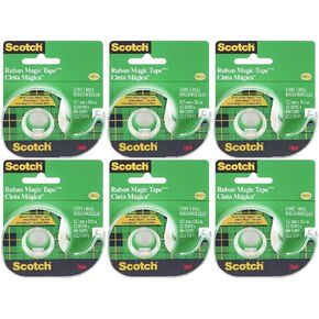 Scotch Magic Tape Invisible Matte Finish 1/2" X 800" (Pack of 6)