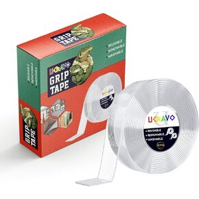 Double Sided Tape Heavy Duty (9.85 FT) - Multipurpose Removable Traceless Mounting Adhesive Tape for Walls，Washable Reusable Strong Sticky Strips Grip Tape