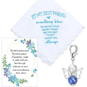 Something Blue for Bride Gift for Bride from Maid of Honor Best Friend Wedding Gift to Bride from Bridesmaid Bridal Blue Handkerchief, Something Blue Angel Gift, Bridal Shower Gift