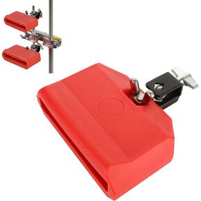 Jam Block, Plastic Timbales Instrument Red Latin Percussion Instrument Cowbell for Drum Set, Band Practice, Festival Performance，Children Teaching