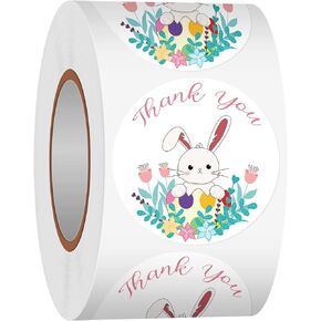 Happy Easter Sticker Rolls, 1.5 Inches 500 PCS Holiday Stickers for Kids and Adults, Round Label Stickers for Goodie Bags, Gift Favors Box, Cards, Beer Bottle, Party Supplies