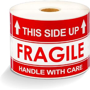 Aegis Adhesives - 3" X 5" Red Do Not Open with Sharp Object Stickers - Warning Labels with Permanent Adhesive (1 Roll, 500/Roll)