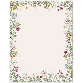 60Pcs Vintage Floral Stationery Letterhead Paper Retro Wildflower Writing Letter Paper Flower Note Greeting Paper for Wedding Birthday Invitation Office School Printing, 8.5 x 11 Inch