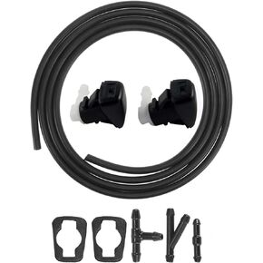 68081370AB 2pcs Windshield Washer Nozzle + 3 Meters Fluid Hose Tube Pipe + 3pcs Connector Adapter (I Y T) Compatible for 2013-2016 Dodge Dart