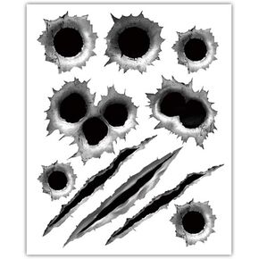 1797 Bullet Holes Stickers Decals Car 3D Fade Funny Lifelike Automotive Tattoo Hood Front Cover Decorations Accessories Waterproof Door Horrifying Protective Seal 11.4''x9''