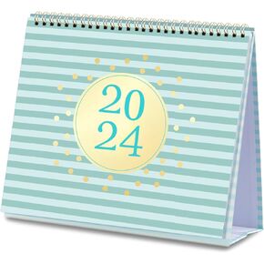 2024 Desk Calendar - Jan. 2024 - Dec. 2024, Desk Calendar 2024 Standing Flip, 9.8" x 8.3", 2024 Desktop Calendar with Thick Paper, Memo Pages + Twin-Wire Binding + Unruled Blocks - Green Pinstripe in Kuwait