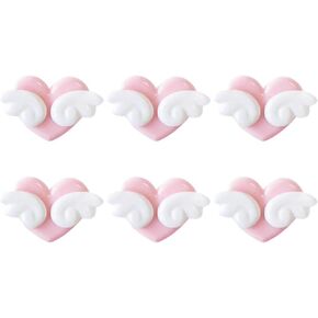 KESYOO 6pcs Heart Angel Wing Paper Clips Bookmarks Plastic Memo Clips Folder Clips Planner Clips Page Marker Sign for Office School Gifts Wedding Organizer Pink