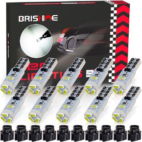 10X T5 LED Bulbs Xenon White Canbus Error Free 3014 Chipsets Wedge 74 2721 37 PC74 LED Bulbs for Car Interior Gauge Cluster Dashboard Instrument Panel Indicators Speedo AC Lights