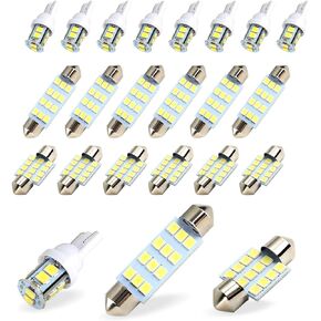 Pack-20 LED Car Bulb Kit Set, T10 31 mm 42 mm LED Festoon Bulb, White 6000K License Plate Light, Suitable for Car Interior Lights, Indoor Map Dome Lights, Trunk LED Lights Replacement