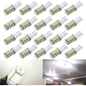 T10 921 194 168 LED Bulbs Xenon White 20-Packs, Super Bright 3014 42-SMD LED Replacement 12 Volt RV Camper Trailer Boat Trunk Interior Dome Map License Lights, Backup Reverse Lights