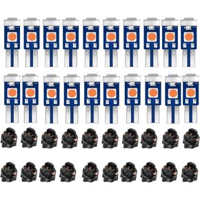 20 Pcs T5 LED Lights for Car Dashboard, Super Blue 74 37 2721 PC74 Replacement with Twist Lock Socket, for Interior Dome Door Instrument Cluster Dashboard Panel Gauge Indicator